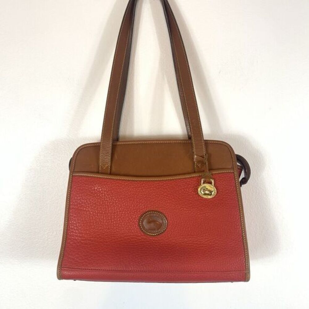 VTG Dooney & Bourke Red Pebble Leather Shoulderbag Purse Handbag All Weather